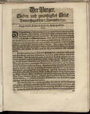 Sieben und zwanzigstes Stück Donnerstages den 6. Novembr. 1732.