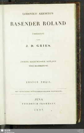 1: Lodovico Ariosto's Rasender Roland