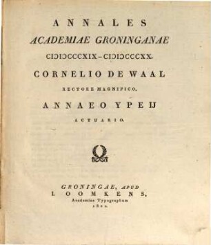 Annales Academiae Groninganae. 1819/20