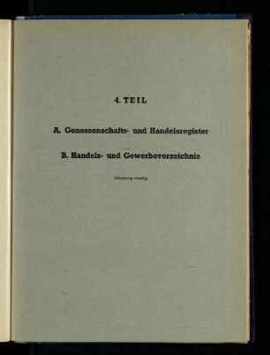 Genossenschafts- und Handelsregister, Handels- und Gewerbeverzeichnis