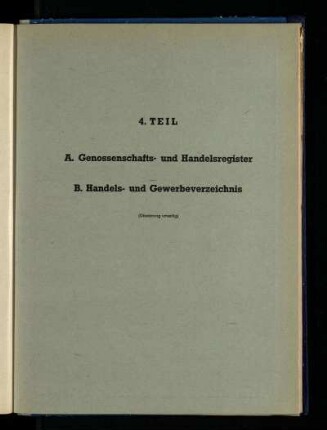 Genossenschafts- und Handelsregister, Handels- und Gewerbeverzeichnis