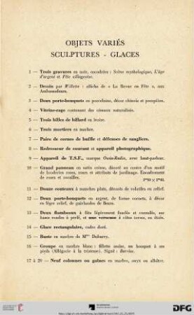 Objets variés - Sculptures - Glaces (Nr. 1-20)