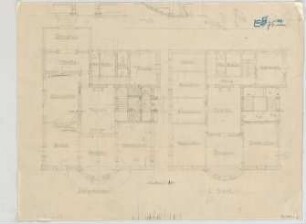 Thiersch, August ; München, Leopoldstr. 19; Wohnhaus Rau - Grundriss EG, Grundriss 1. OG