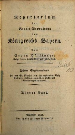 Sammlung der von Sr. Majestät dem jetzt regierenden König Ludwig erlassenen organischen Edikte und Verordnungen, 4