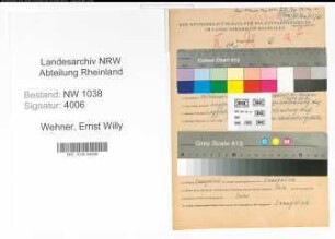 Entnazifizierung Ernst Willy Wehner , geb. 16.02.1898 (Postfacharbeiter)