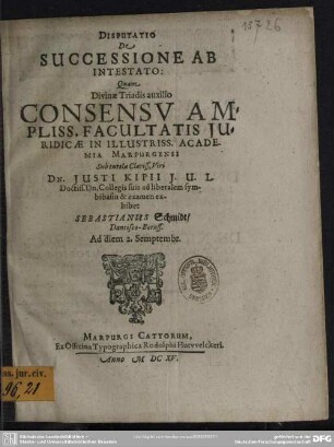 Disputatio De successione ab intestato