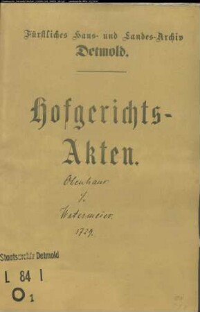 Obenhaus, Johann Bernd gegen Watermeyer zu Heiligenkirchen - Schuldforderung
