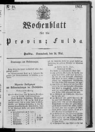 Nr. 21, Ausgabe vom 24. Mai 1862