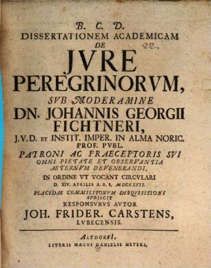 Diss. acad. de iure peregrinorum
