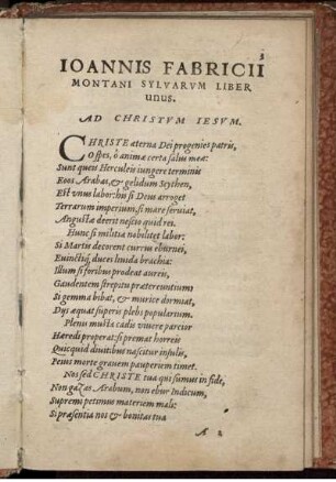 Ioannis Fabricii montani sylvarvm liber unus