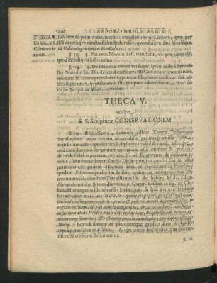 Theca V. exhibet S.S. Scripturae Conservationem.