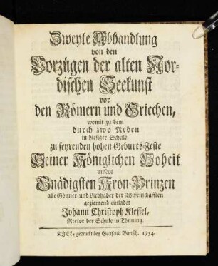 2. Abhandlung: Zweyte Abhandlung von Vorzügen der alten nordischen Seekunst vor den Römern und Griechen