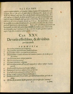 Cap. XXV. De variis effectibus, & de viribus iurisiurandi.