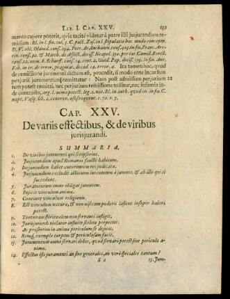 Cap. XXV. De variis effectibus, & de viribus iurisiurandi.