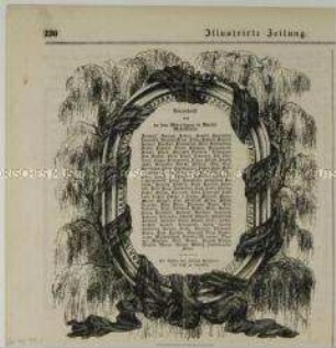 Verzeichnis der an den Märztagen in Berlin Gefallenen - Seite aus: "Illustrirte Zeitung", Leipzig 1848 (Nr. 24 8, X. Bd. p. 230)