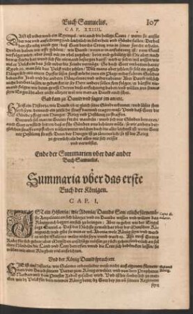 Summaria uber das erste Buch der Königen.