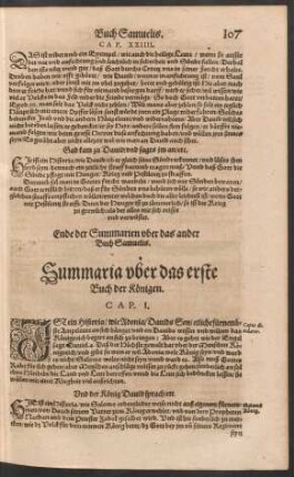 Summaria uber das erste Buch der Königen.