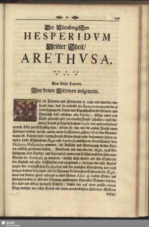 Der Nürnbergischen Hesperidum Dritter, Theil Arethusa