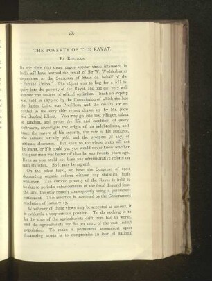 The Poverty of the Rayat.