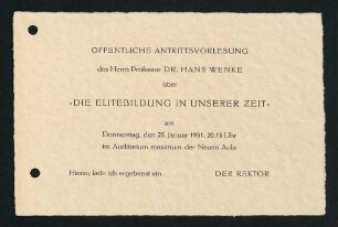 Amtsantritt als o. Prof.