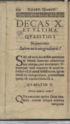 Decas X. Et Ultima
