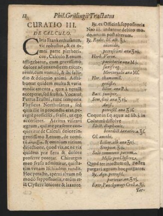Curatio III. De Calculo.