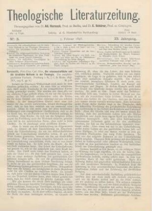 65-70 [Rezension] Bernoulli, Carl Albrecht, Die wissenschaftliche und die kirchliche Methode in der Theologie