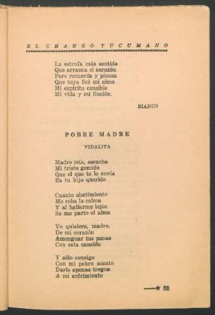 Pobre madre : Vidalita