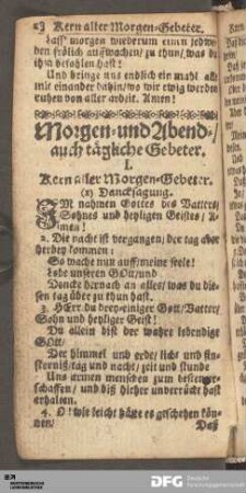 Morgen- und Abend- / auch tägliche Gebeter.