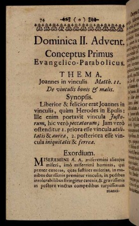 74-86, Conceptus Primus Evangelico-Parabolicus.