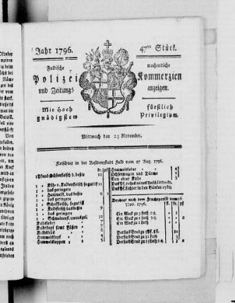 47tes Stück., Ausgabe vom 23. November 1796