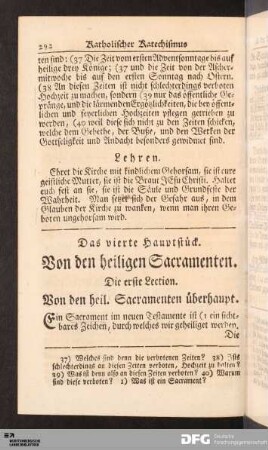 Die erste Lection. Von den heil. Sacramenten überhaupt.