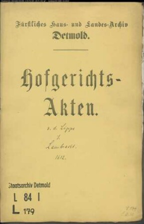 von der Lippe, Bernhard und dessen Witwe gegen Bernd Lambracht zu Bexterhagen - Schuldforderung