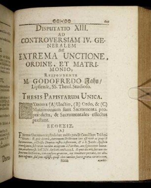 Disputatio XIII. Ad Controversiam IV. Generalem De Extrema Unctione, Ordine Et Matrimonio