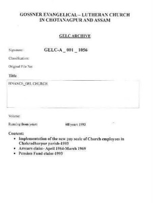 FINANCE GEL CHURCH