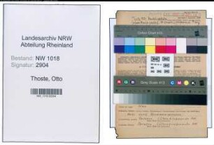 Entnazifizierung Otto Thoste , geb. 30.09.1904 (Vertreter)