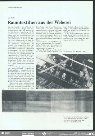 Raumtextilien aus der Weberei : Werkstattarbeiten