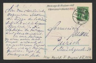 Ansichtskarte an Ferruccio Busoni : 23.11.1916