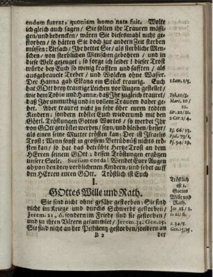 I. Gottes Wille und Rath