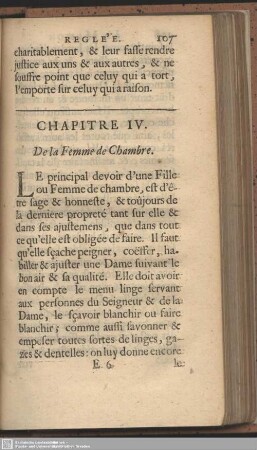 Chap. IV. De la Femme de Chambre
