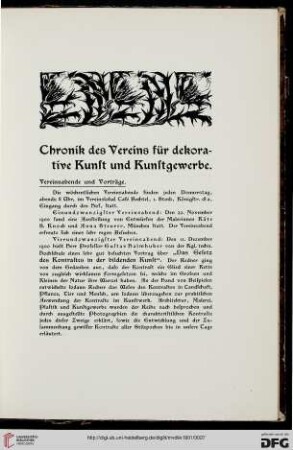 Chronik des Vereins für dekorative Kunst und Kunstgewerbe