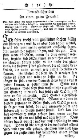 Extract-Schreiben An eine guten Freund