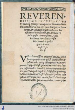 Reverendissimo in Christo patri illustrique…