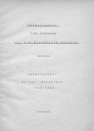 1909/1943: Sachregister zu den Jahrgängen 1909-1943