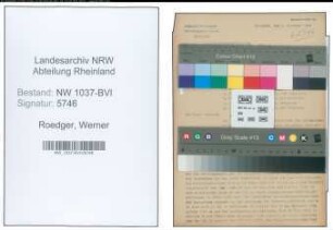 Entnazifizierung Werner Roedger , geb. 18.12.1908 (Studienrat)
