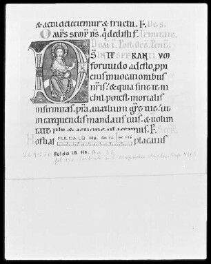 Graduale, Sakramentar und Sequentiar — Initiale D (eus in te), darin der thronende Christus, Folio 116recto
