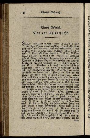 Viertes Gespräch. Von der Pferdezucht