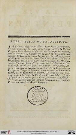 Explication du frontispice