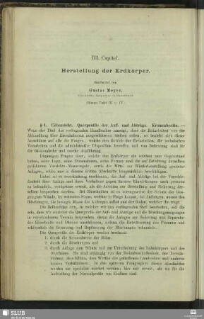 III. Capitel. Herstellung der Erdkörper