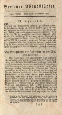 74tes Blatt. Den 27ten Decembe 1810.